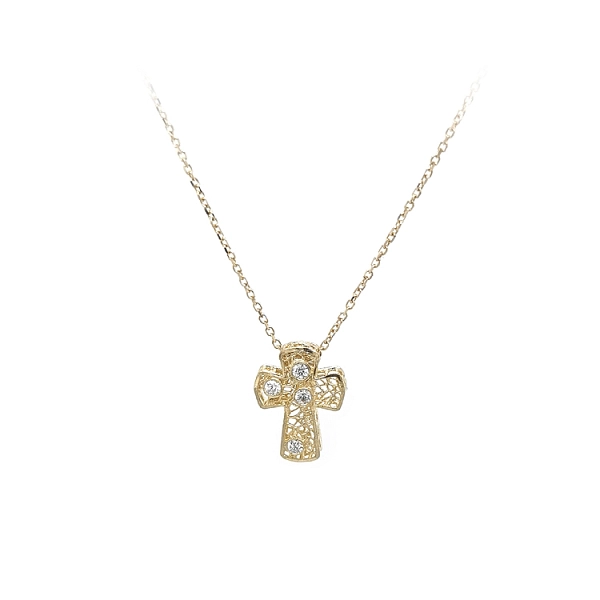Gold-Kreuz-Halskette mit Zirkonias