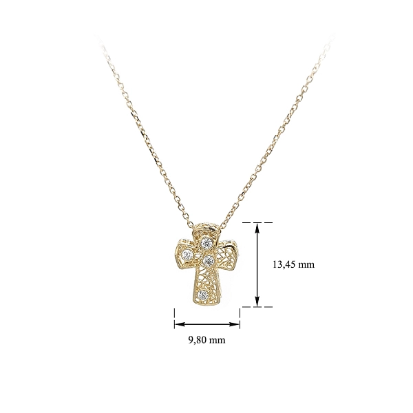Gold-Kreuz-Halskette mit Zirkonias