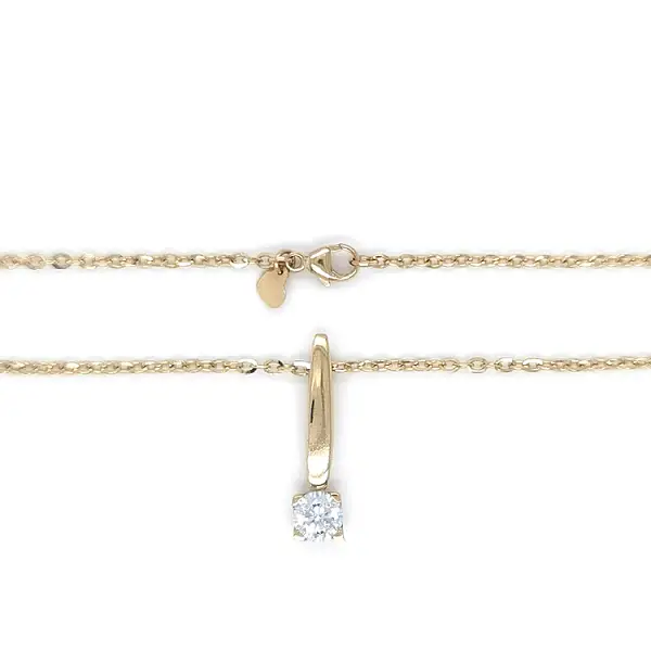 Gold Solitär Halskette mit Zirkon