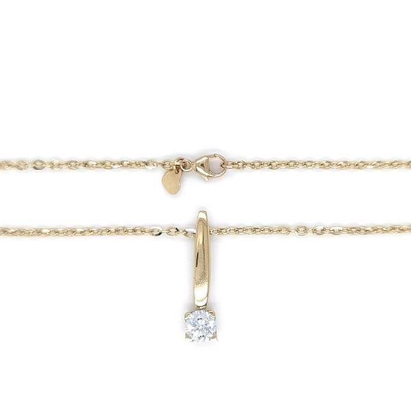 Gold Solitär Halskette mit Zirkon