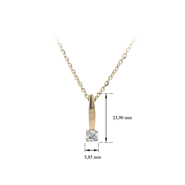 Gold Solitär Halskette mit Zirkon