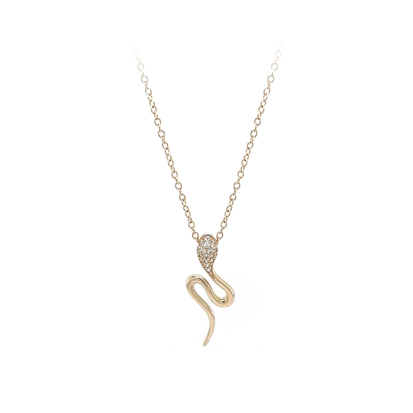 Goldene Schlangenhalskette mit Zirkonen