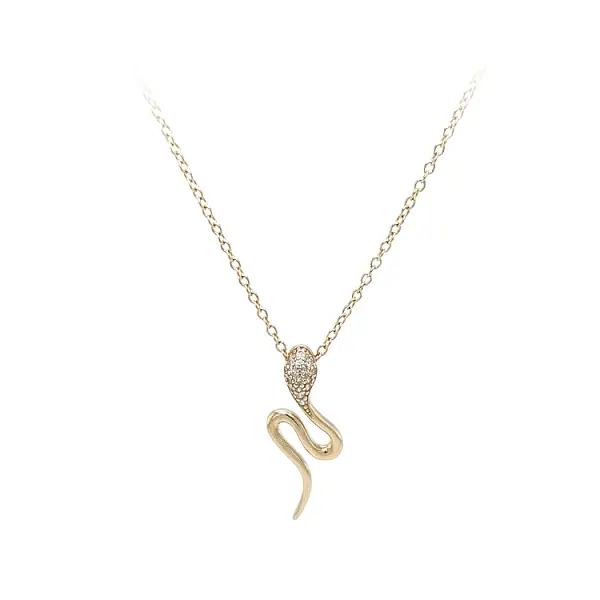 Goldene Schlangenhalskette mit Zirkonen