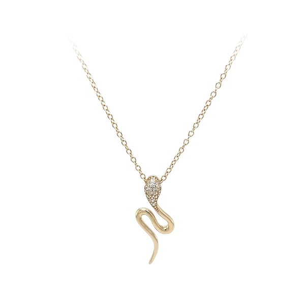Goldene Schlangenhalskette mit Zirkonen