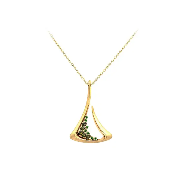 Gold-Anhänger mit grünen Steinen