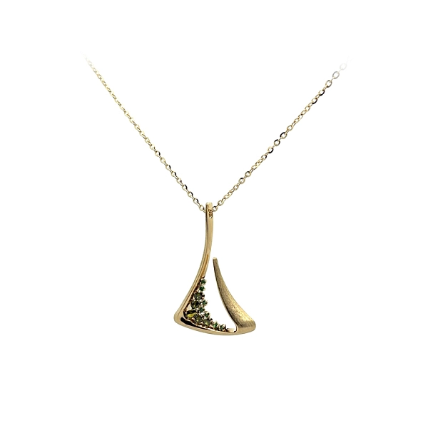 Gold-Anhänger mit grünen Steinen