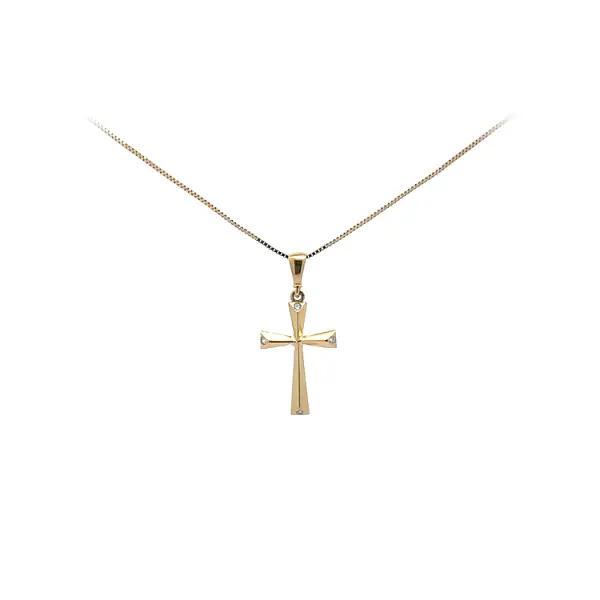 Gold-Anhänger Kreuz mit Zirkonen