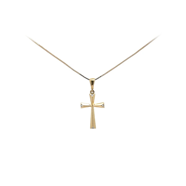Gold-Anhänger Kreuz mit Zirkonen