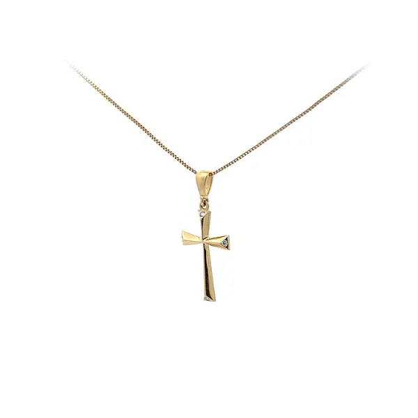 Gold-Anhänger Kreuz mit Zirkonen