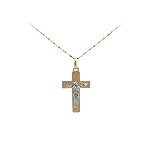 Gold-Anhänger Kreuz mit Jesus Christus