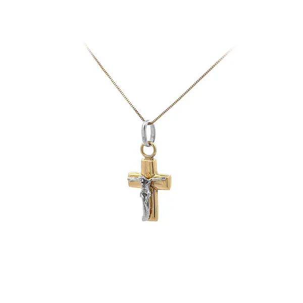 Gold-Anhänger Kreuz mit Jesus Christus