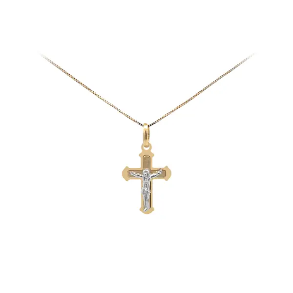 Gold-Anhänger Kreuz mit Jesus Christus