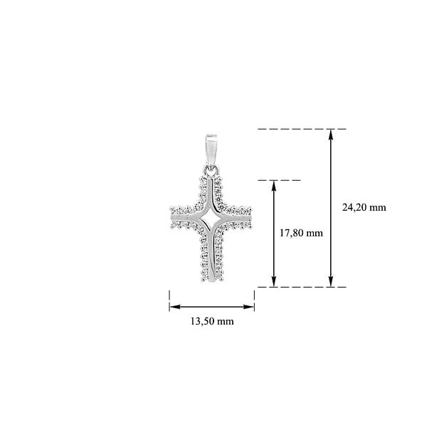Anhänger Kreuz mit Zirkonen aus Weißgold