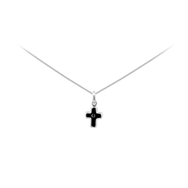 Gold-Anhänger Kreuz mit schwarzem Stein