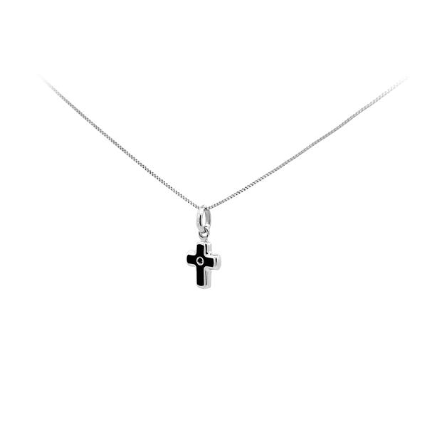Gold-Anhänger Kreuz mit schwarzem Stein