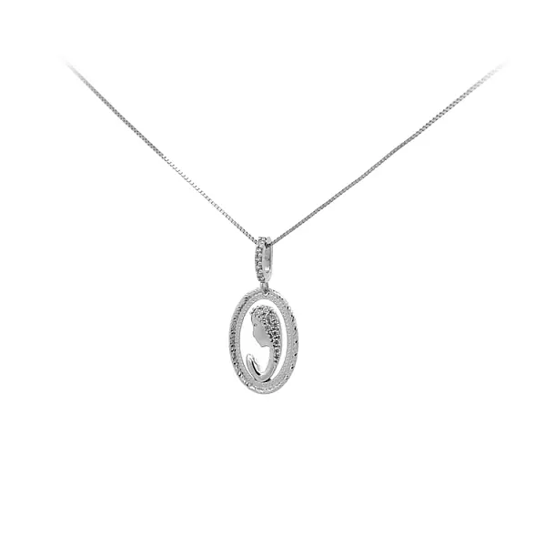 Anhänger Jungfrau Maria mit Zirkonen aus Weißgold