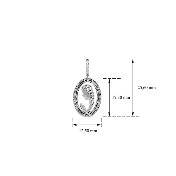 Anhänger Jungfrau Maria mit Zirkonen aus Weißgold