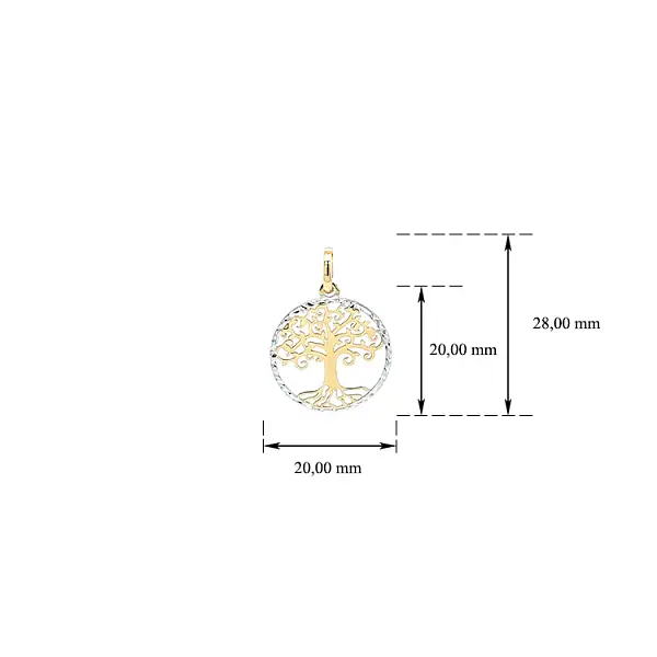 Anhänger Baum des Lebens aus Kombinationsgold