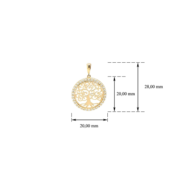 Goldanhänger Baum des Lebens mit Zirkonen