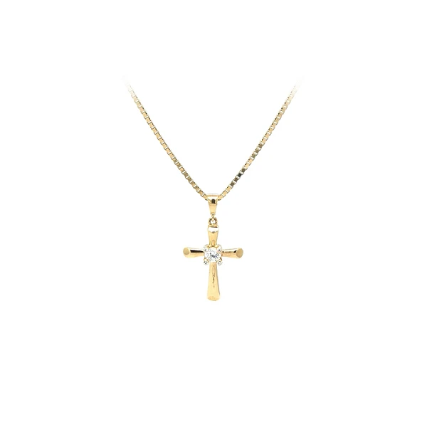 Gold-Anhänger Kreuz mit Zirkon