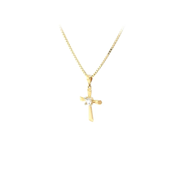 Gold-Anhänger Kreuz mit Zirkon