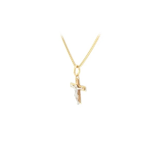 Anhänger Kreuz mit Jesus Christus aus kombiniertem Gold