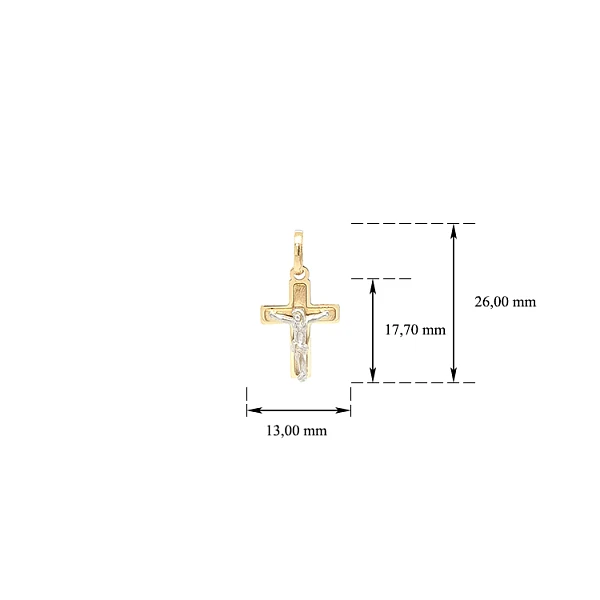 Anhänger Kreuz mit Jesus Christus aus kombiniertem Gold
