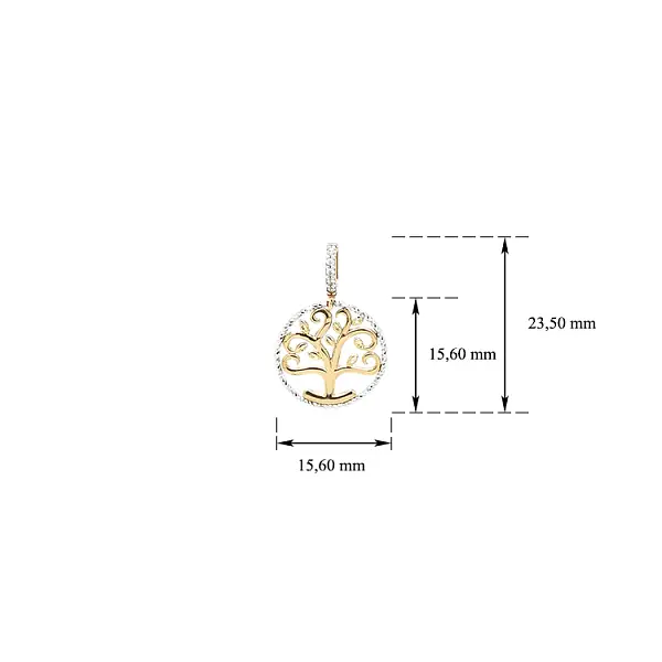 Anhänger Baum des Lebens aus Kombinationsgold