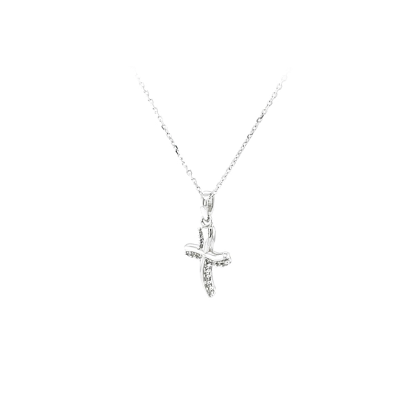 Anhänger Kreuz mit Zirkonen aus Weißgold