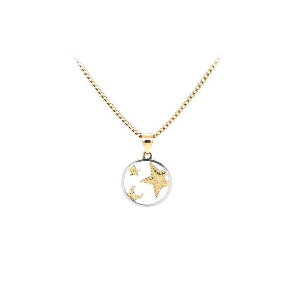 Stern und Mond-Anhänger aus kombiniertem Gold