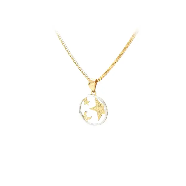 Stern und Mond-Anhänger aus kombiniertem Gold