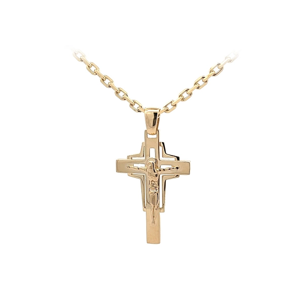 Gold-Anhänger Kreuz mit Jesus Christus