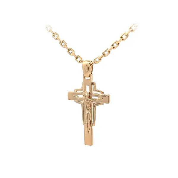 Gold-Anhänger Kreuz mit Jesus Christus