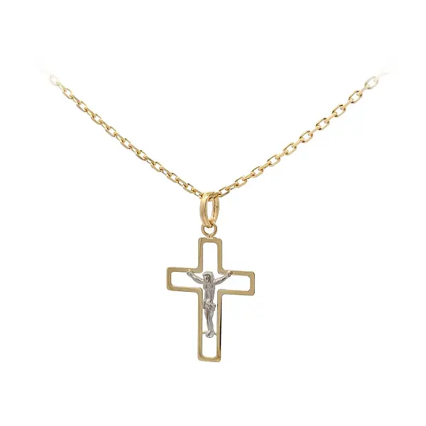 Gold-Anhänger Kreuz mit Jesus Christus