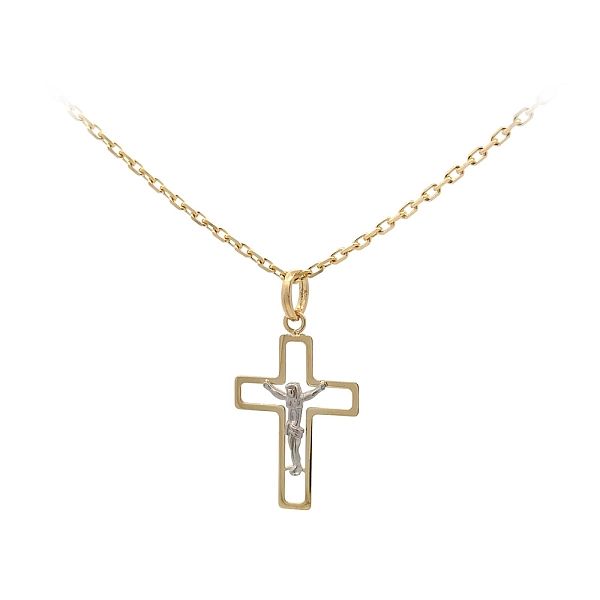Gold-Anhänger Kreuz mit Jesus Christus