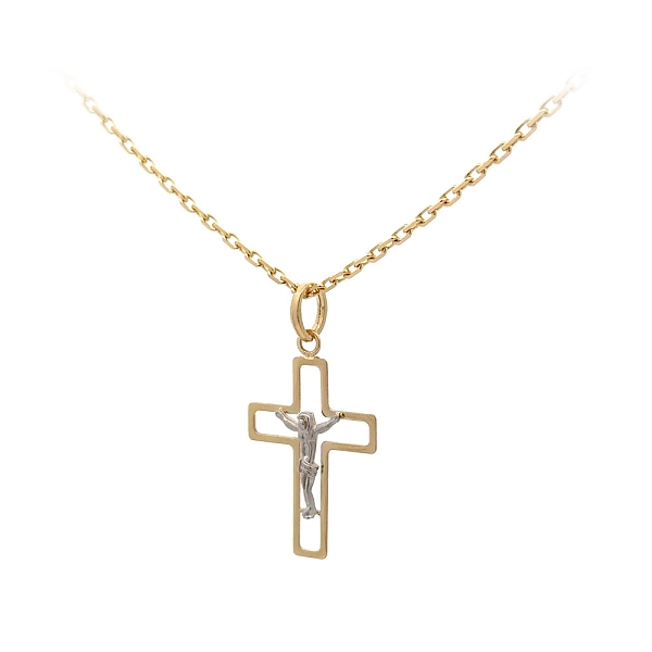 Gold-Anhänger Kreuz mit Jesus Christus