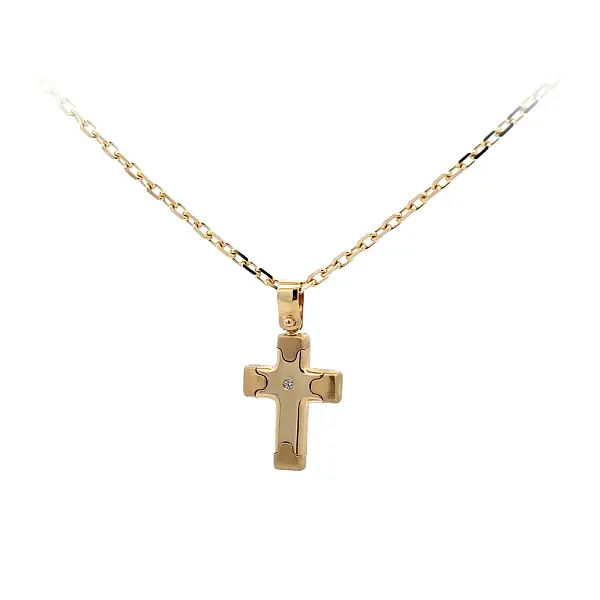 Gold-Anhänger Kreuz mit Zirkon
