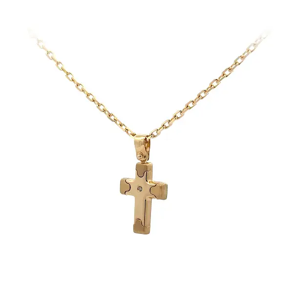 Gold-Anhänger Kreuz mit Zirkon