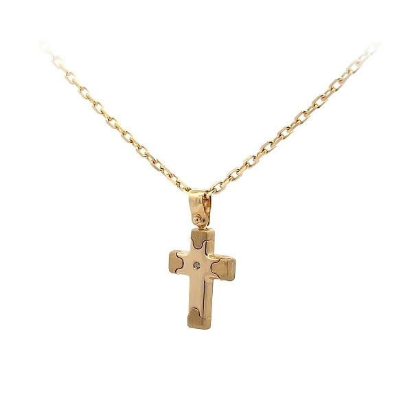 Gold-Anhänger Kreuz mit Zirkon