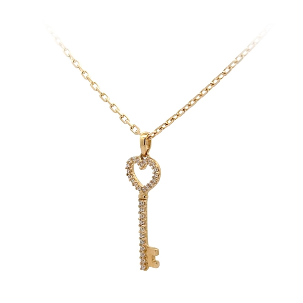Gold-Anhänger Schlüssel mit Zirkonen