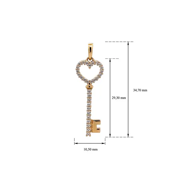 Gold-Anhänger Schlüssel mit Zirkonen