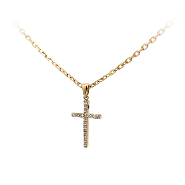 Gold-Anhänger Kreuz mit Zirkonen