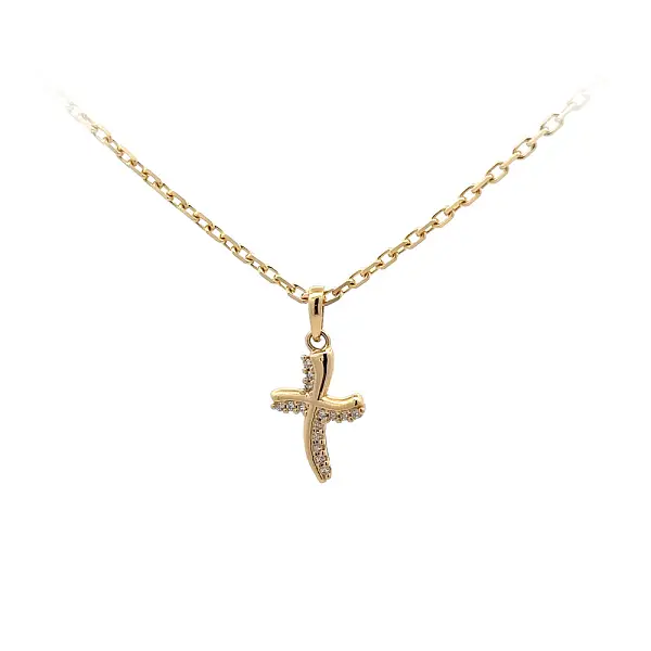 Gold-Anhänger Kreuz mit Zirkonen