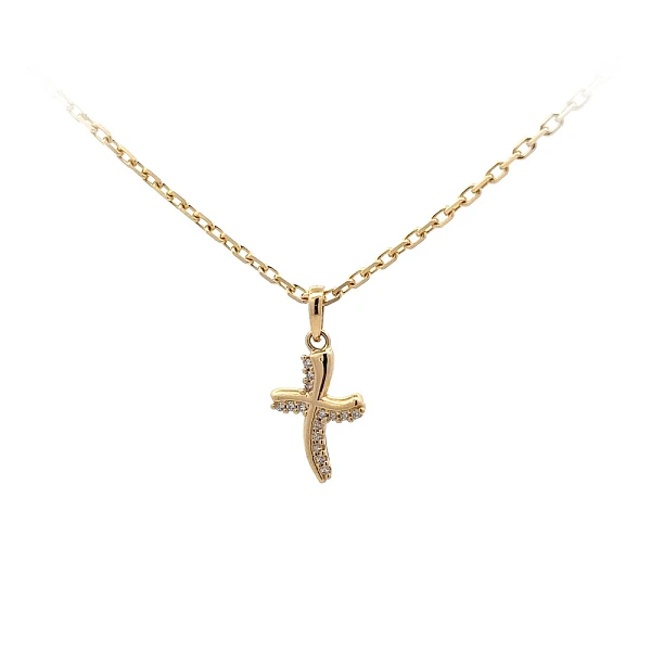 Gold-Anhänger Kreuz mit Zirkonen