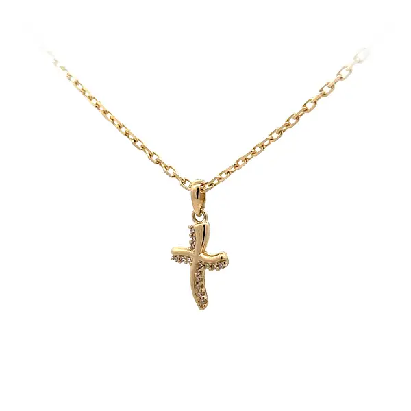 Gold-Anhänger Kreuz mit Zirkonen