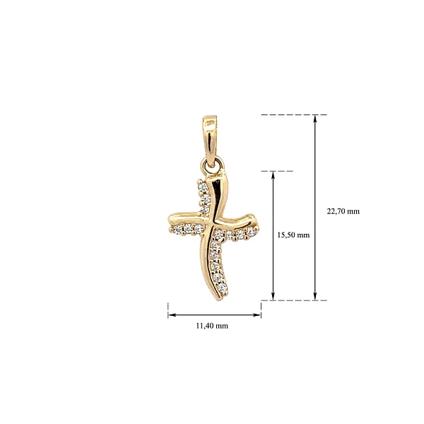 Gold-Anhänger Kreuz mit Zirkonen