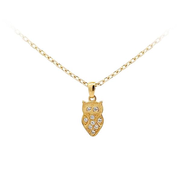 Goldener Eulen-Anhänger mit Zirkonen