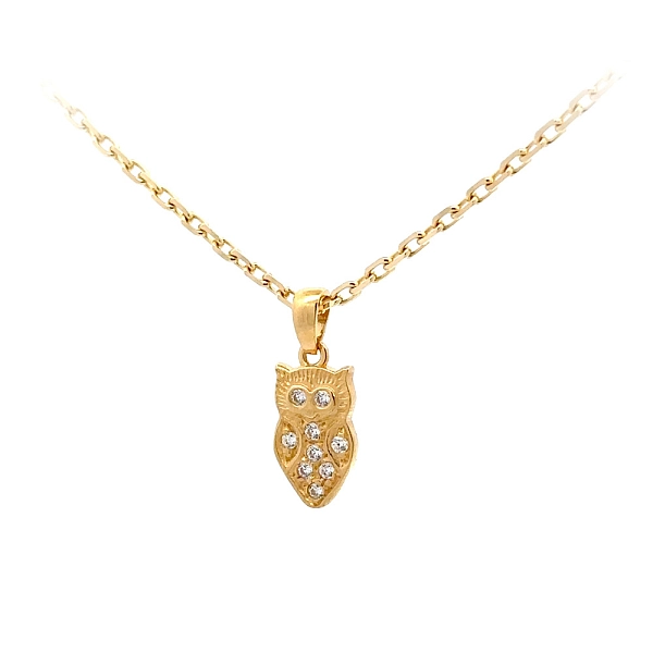 Goldener Eulen-Anhänger mit Zirkonen