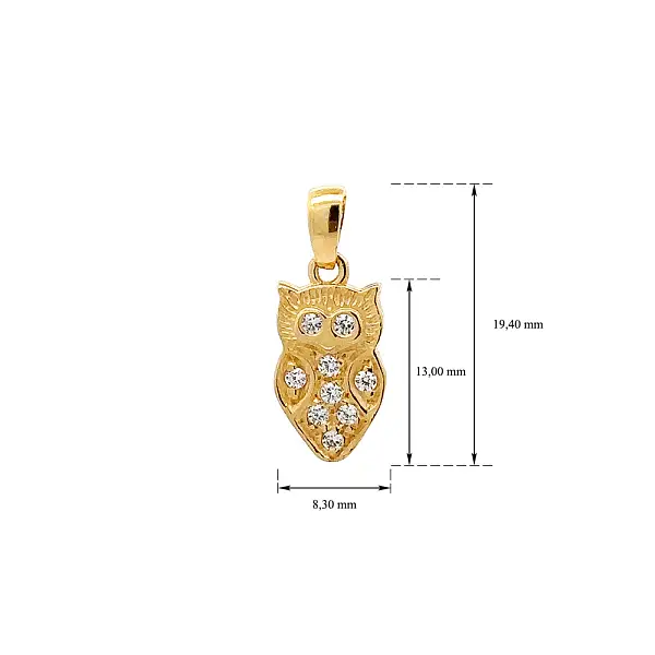 Goldener Eulen-Anhänger mit Zirkonen