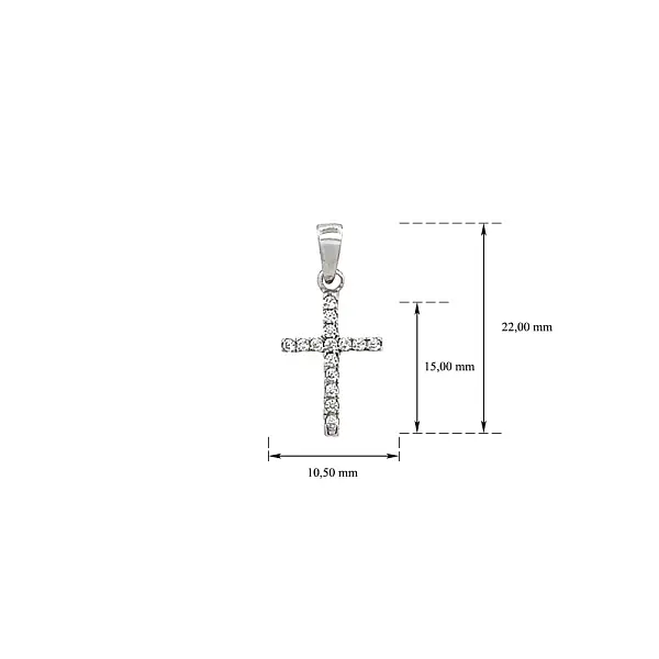 Anhänger Kreuz mit Zirkonen aus Weißgold